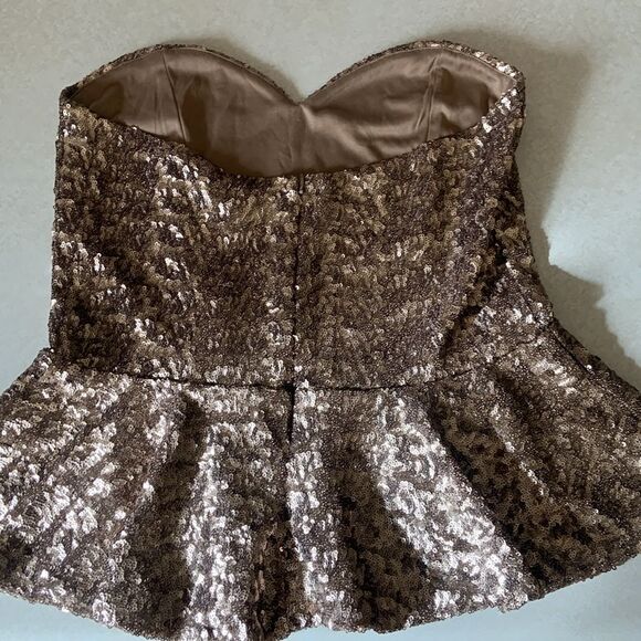 ASOS Peplum Sequence Strapless Top Size 10 - Picture 3 of 7